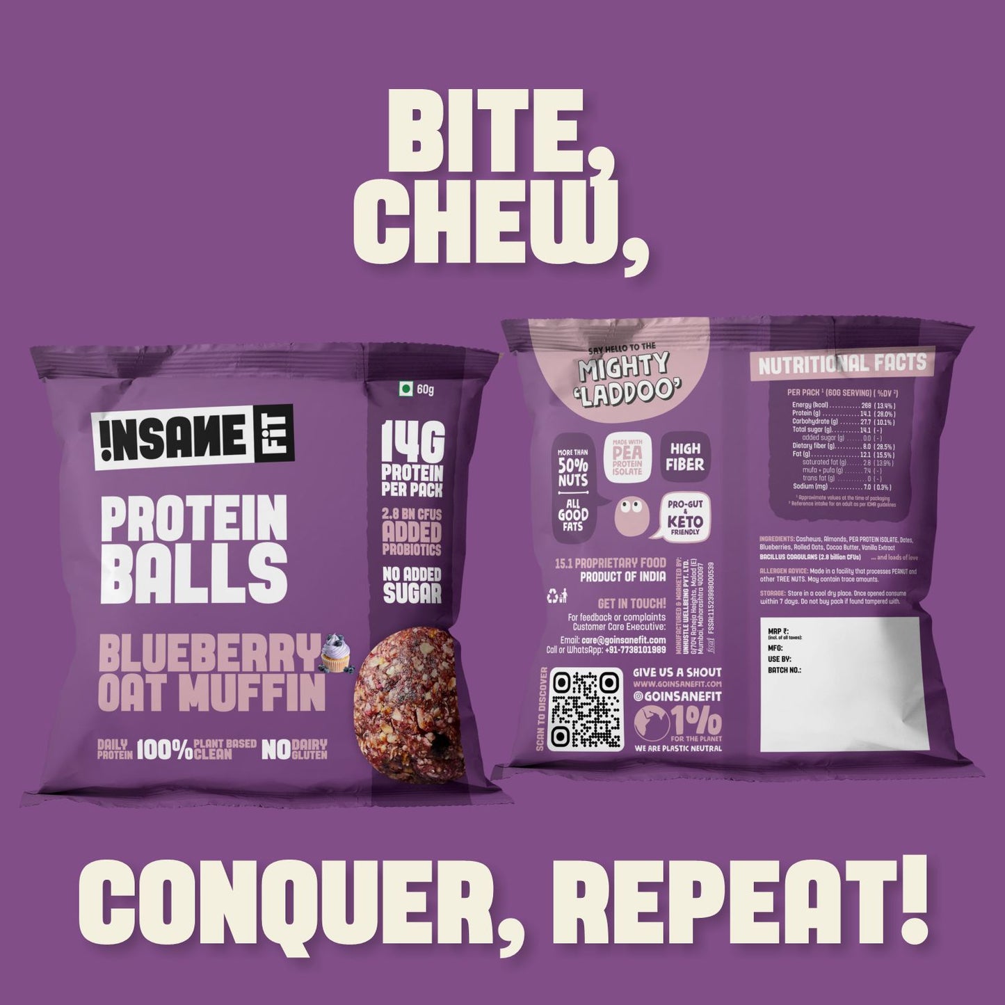 PROTEIN BALLS Blueberry Oat Muffin