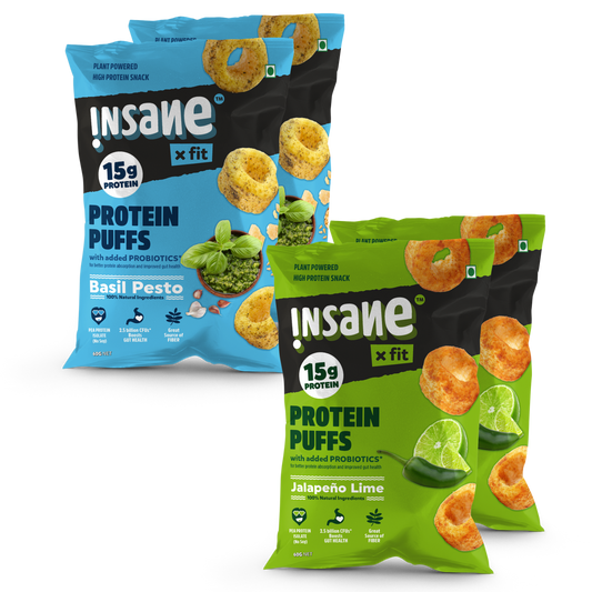 PROTEIN PUFFS Pack of 4 - (Basil Pesto & Jalapeno Lime)