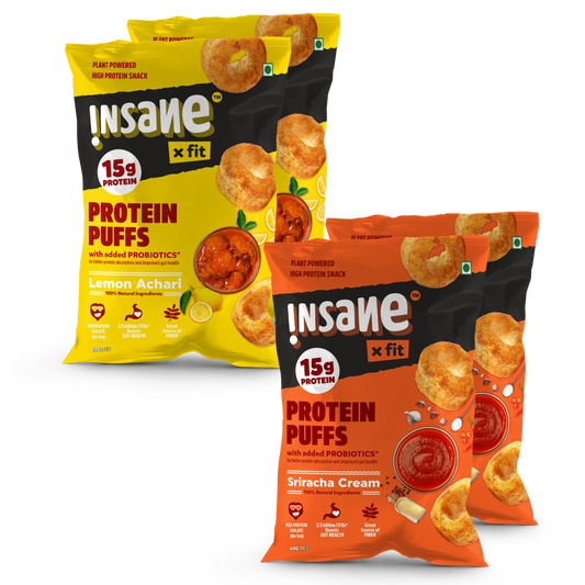 PROTEIN PUFFS Pack of 4 - (Lemon Achari & Sriracha Cream)